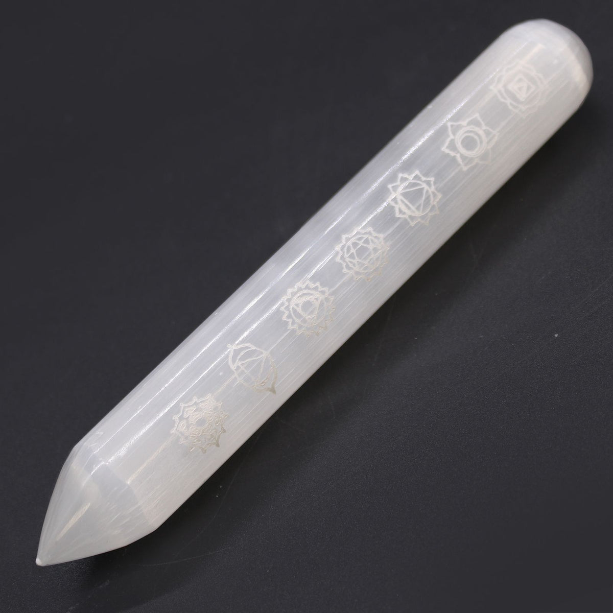 Selenite Wand - Seven Chakra, Pointed