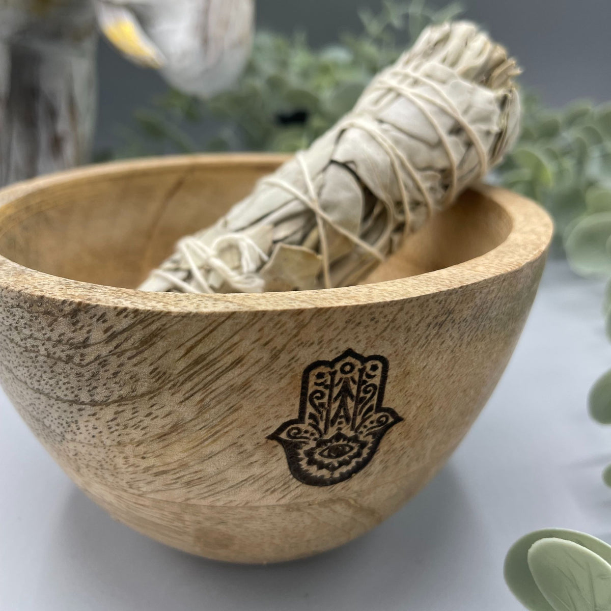 Wooden Smudge Bowl - Hamsa - Small - view 3