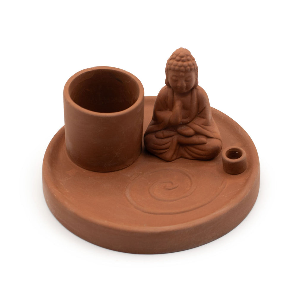 Multi Purpose Buddha Incense Plate - Natural Terracotta Style - view 4