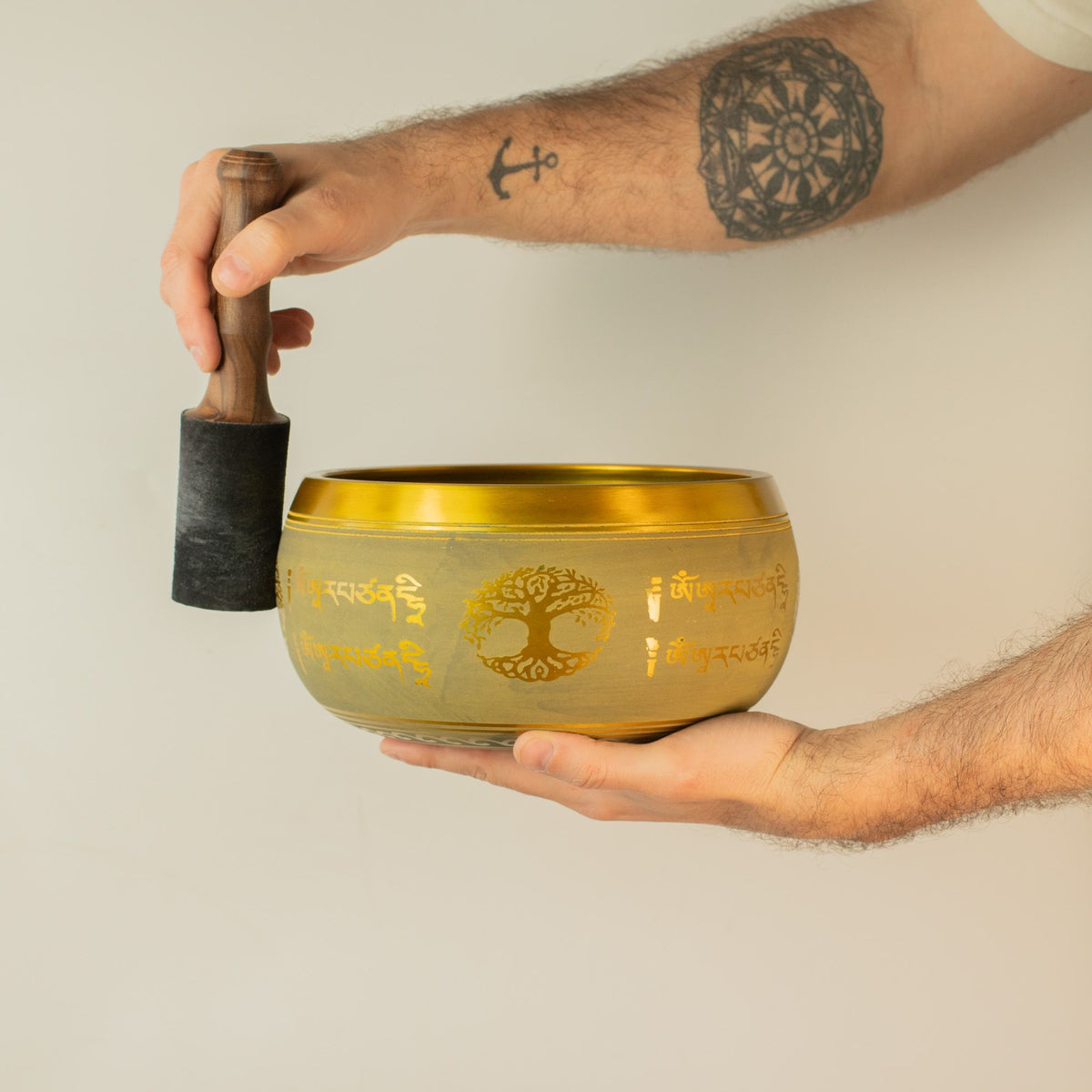 Large Aluminium Singing Bowl - Buddha Tree of Life - Copper Colour (19cm) - view 3