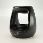 Ceramic Zen Oil Burner - Large Oval Pebble - Matt Black - view 3