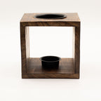 Large Square Mango Wood Oil Burner - Buddha Face - view 5