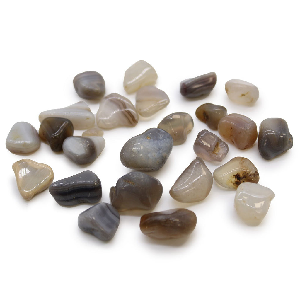 Small African Tumble Stones - Grey Agate - Botswana (Pack of 24)