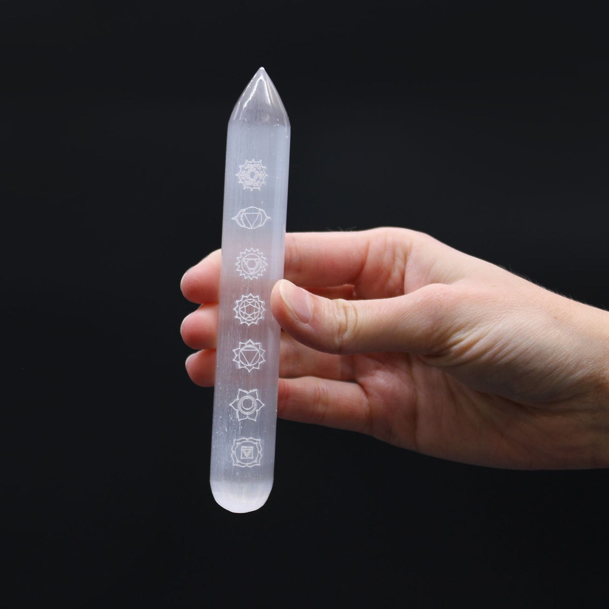 Selenite Wand - Seven Chakra, Pointed - view 2