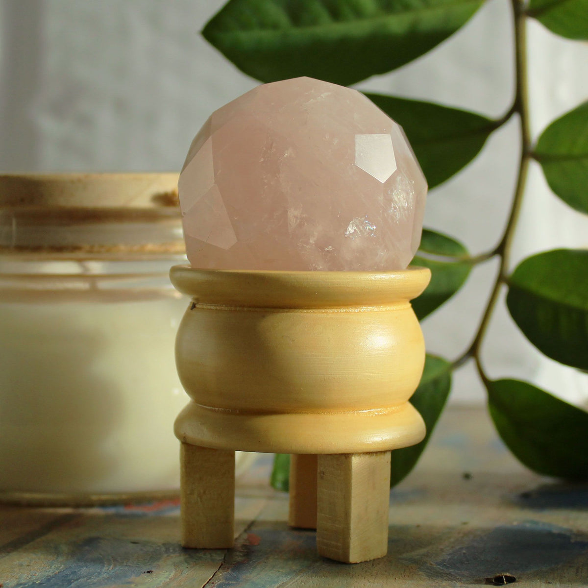 Gemstone Faceted Healing Ball & Stand - Rose Quartz - view 3
