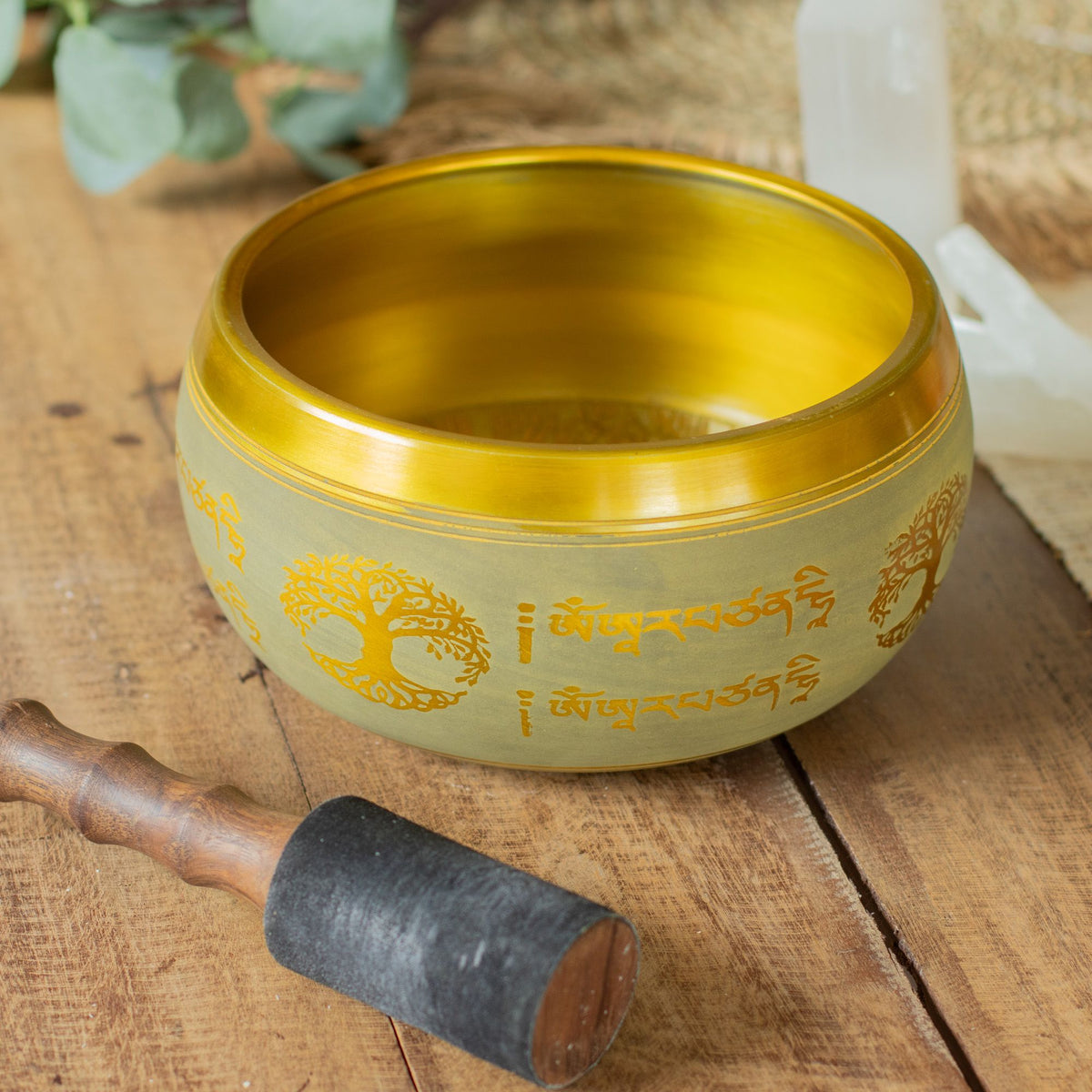 Large Aluminium Singing Bowl - Buddha Tree of Life - Copper Colour (19cm) - view 4