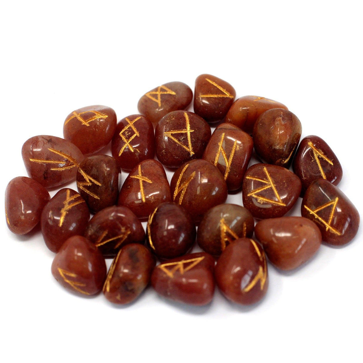 Runes Stone Set in Pouch - Red Aventurine - view 2