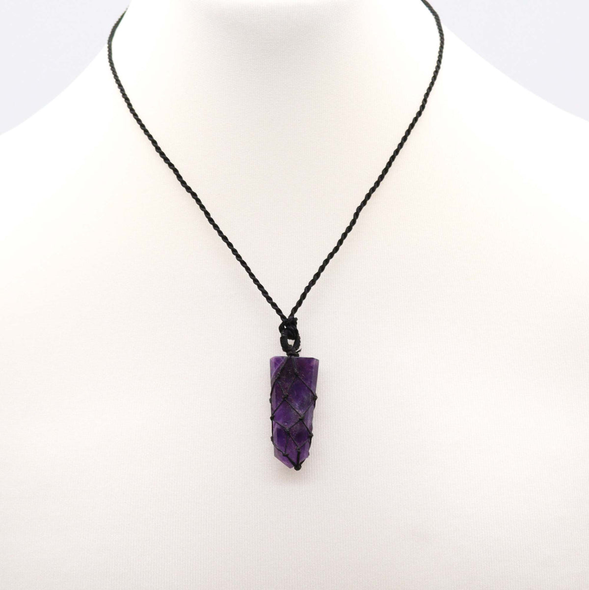Laced Gemstone Flat Point Pendant - Amethyst - view 3