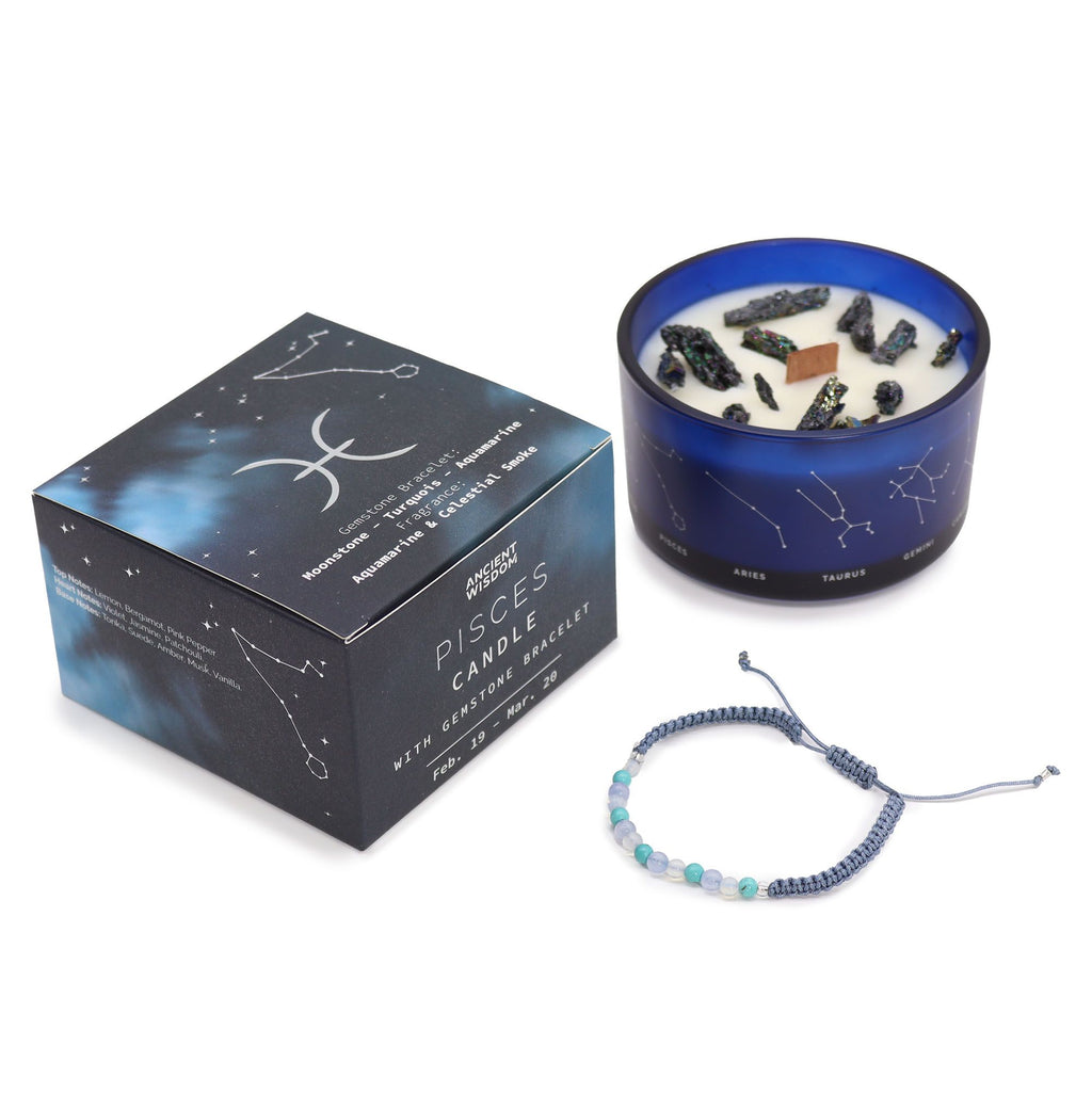 Zodiac Crystal Candle with Gemstone Bracelet - Pisces - view 5