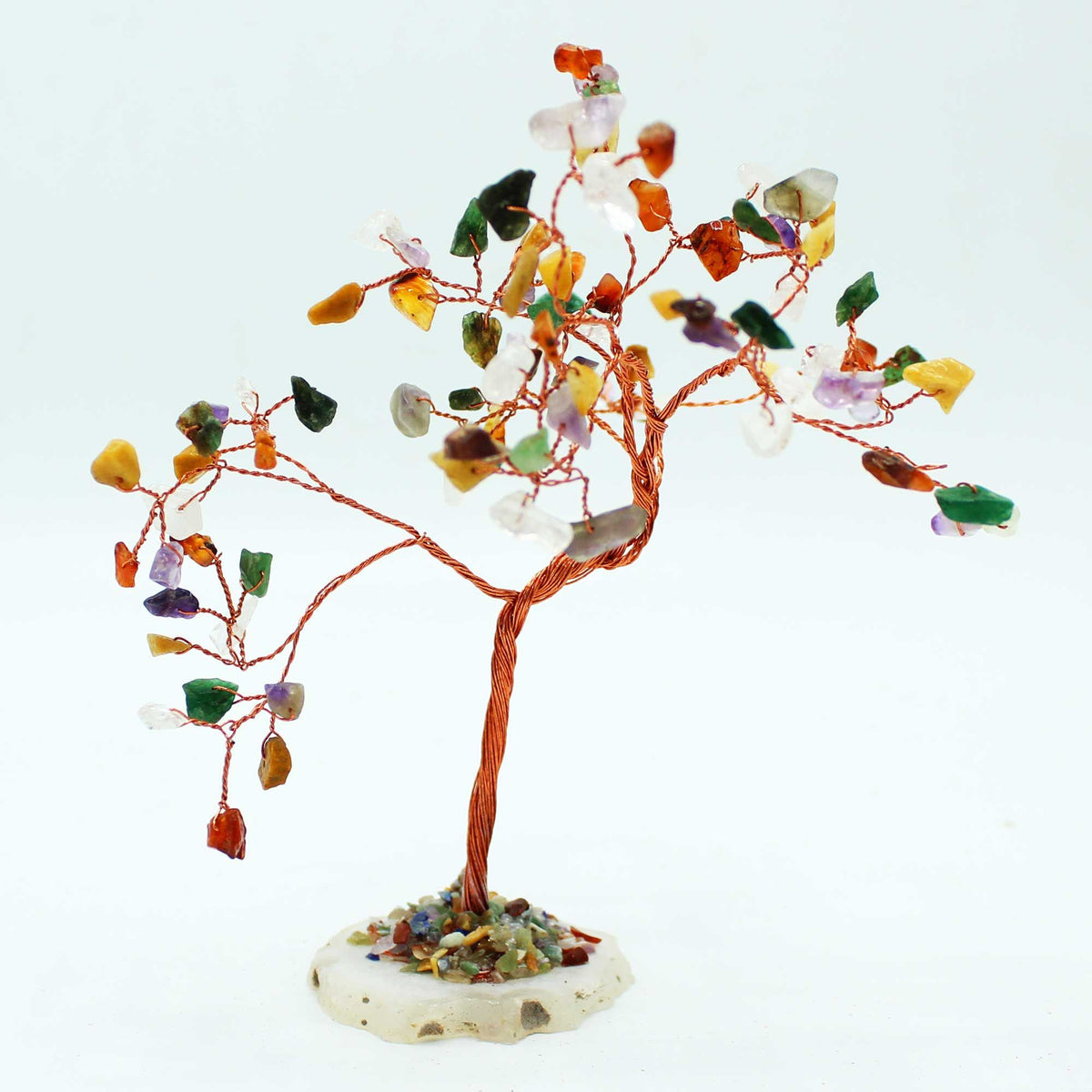 Lrg Gemstone Tree - Multi Stones on Natural Agate Base (100 stones) - view 2