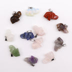 Assorted gemstone lucky elephant pendants with silver plated bails