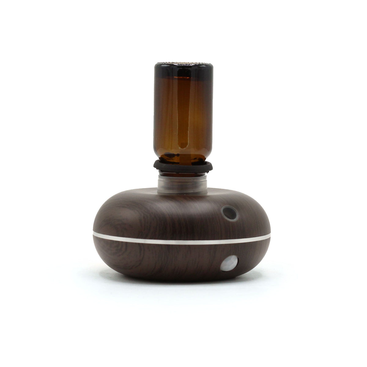 Mini single waterless essential oil nebuliser in dark wood finish - view 2