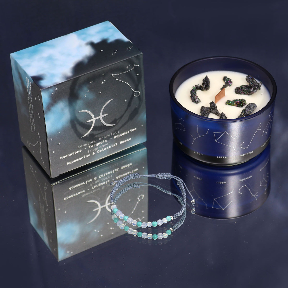 Zodiac Crystal Candle with Gemstone Bracelet - Pisces - view 4
