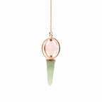 Heart Compass - Two Piece Spinning Merkaba Star in Copper Pendulum - Rose Quartz & Green Aventurine - view 2