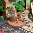 Multi Purpose Buddha Incense Plate - Natural Terracotta Style - view 3