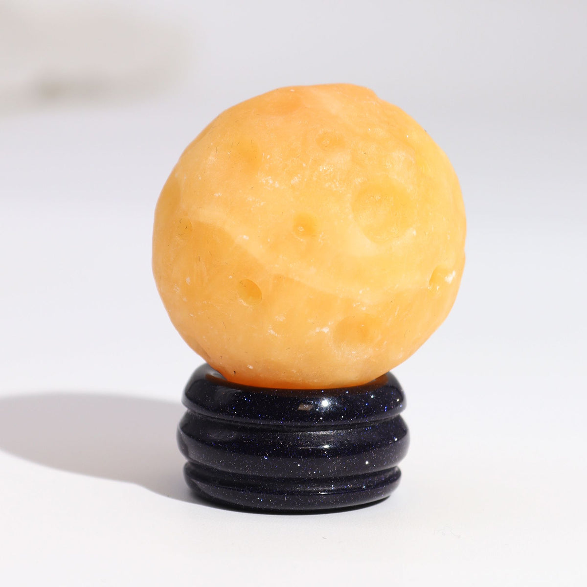 Yellow Jade Planet on a Goldstone Stand (SATURN) - view 3