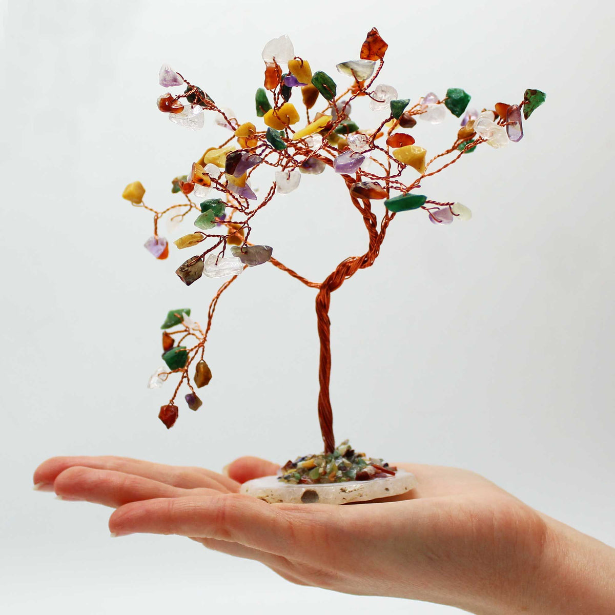 Lrg Gemstone Tree - Multi Stones on Natural Agate Base (100 stones) - view 3