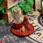 Multi Purpose Buddha Incense Plate - Ceramic Soft Red - view 8