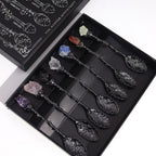 Set of 7 Dark Silver Gemstone Crystal Witch Spoons - view 4