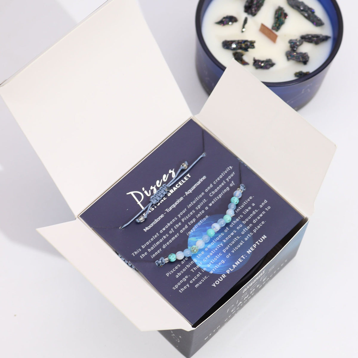 Zodiac Crystal Candle with Gemstone Bracelet - Pisces - view 6