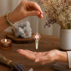 Heart Compass - Two Piece Spinning Merkaba Star in Copper Pendulum - Rose Quartz & Green Aventurine - view 3