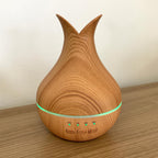 Light wood-effect aroma diffuser shaped like an open tulip - view 2