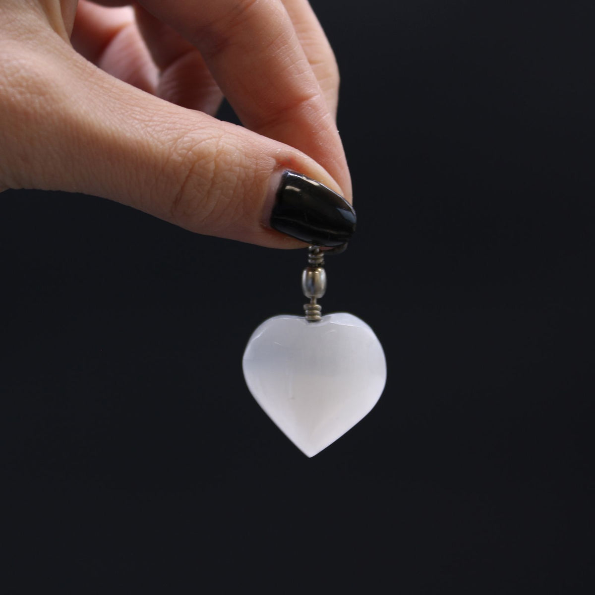 Selenite Heart Pendant - view 2