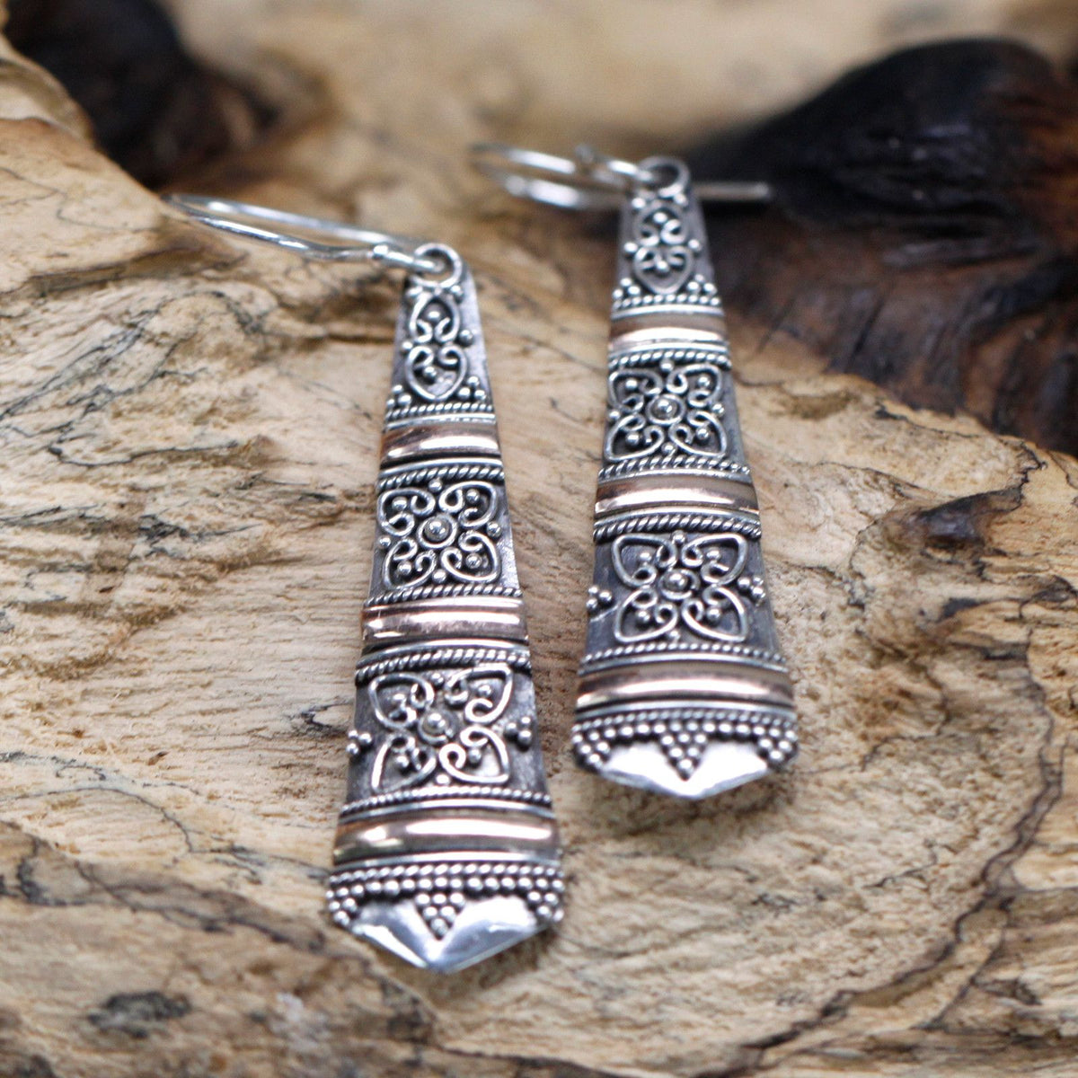Silver & Gold Earring - Tribal Drops - view 9