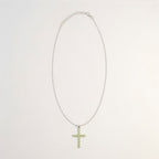 Indian Devotional Pendant - Silver Plated (45cm Chain) - Peridot Crucifix - view 4
