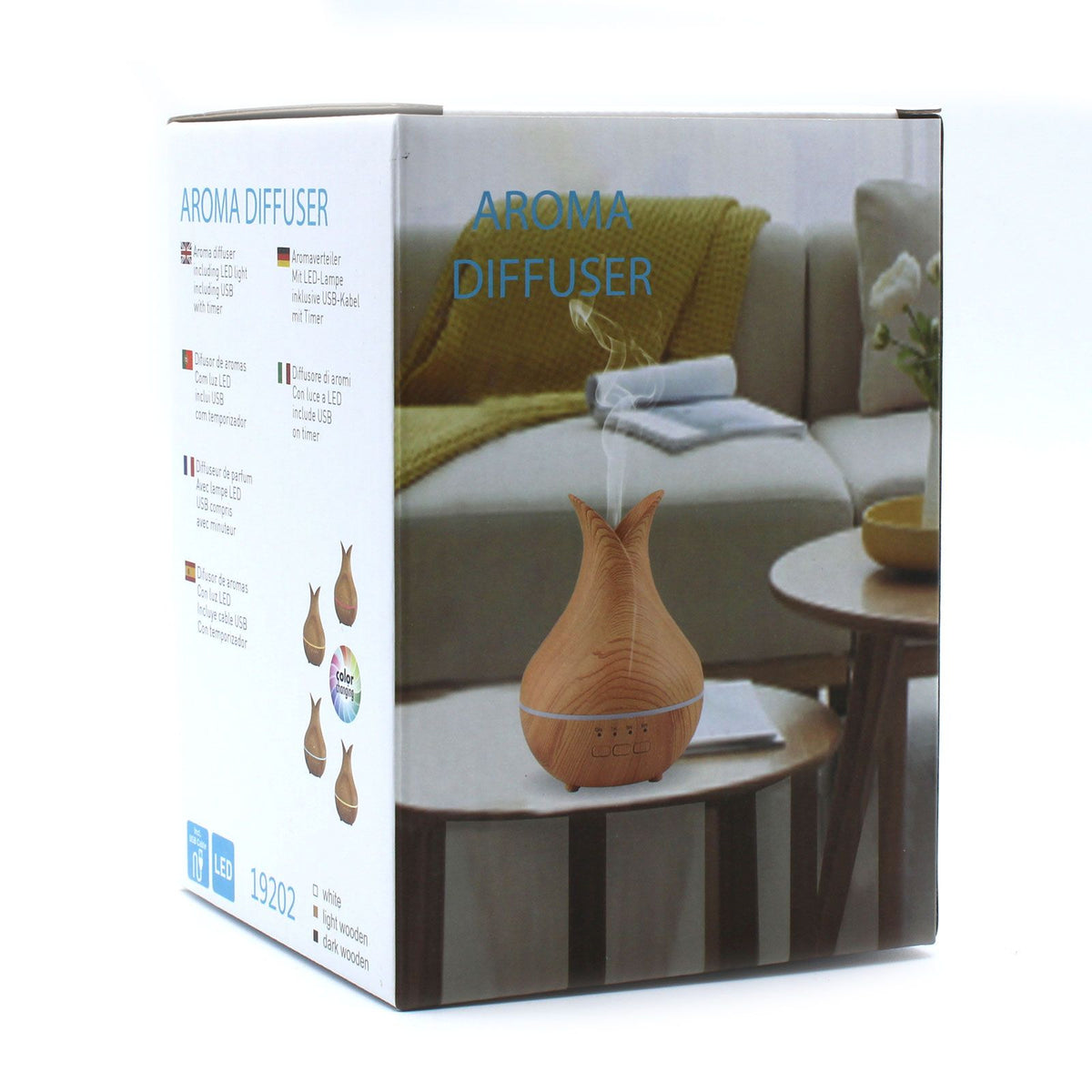 Light wood-effect aroma diffuser shaped like an open tulip - view 3
