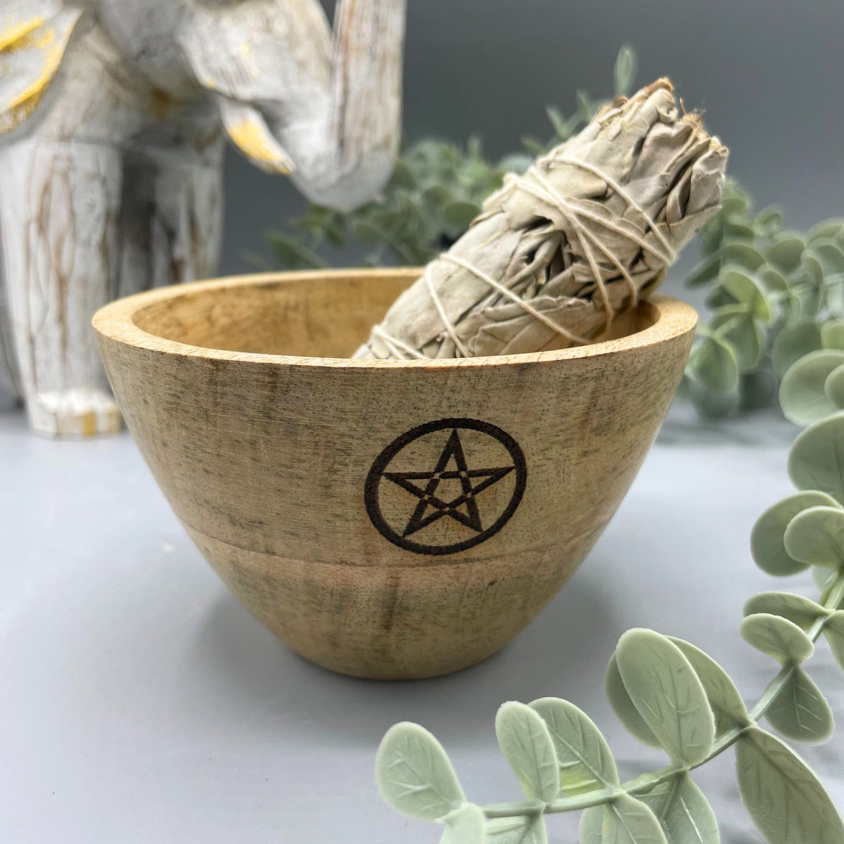 Wooden Smudge Bowl - Pentagram - Small - view 2