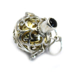Silver angel bell pendant in the Night-time design on a neck cord - view 3