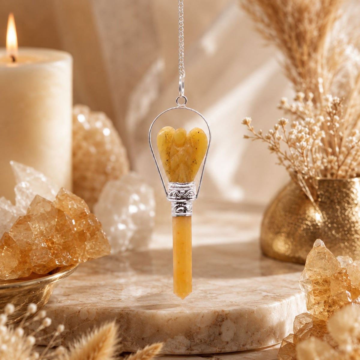 Angel Pendulum with Ring - Yellow Quartz - view 3