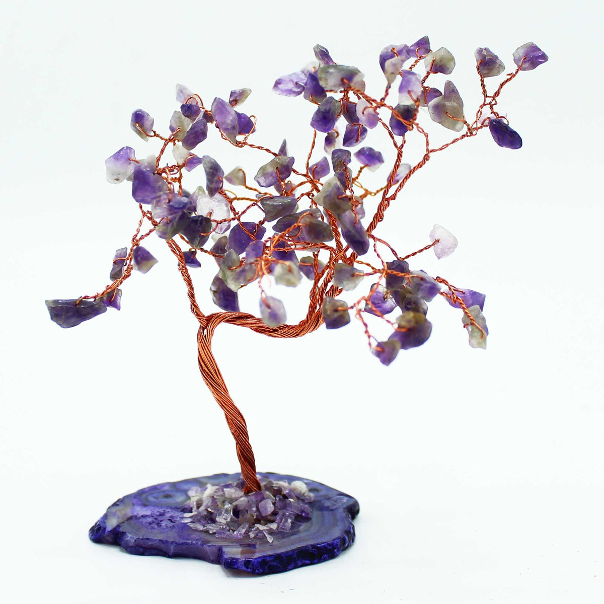 Lrg Gemstone Tree - Amethyst on Natural Agate Base (100 stones) - view 2