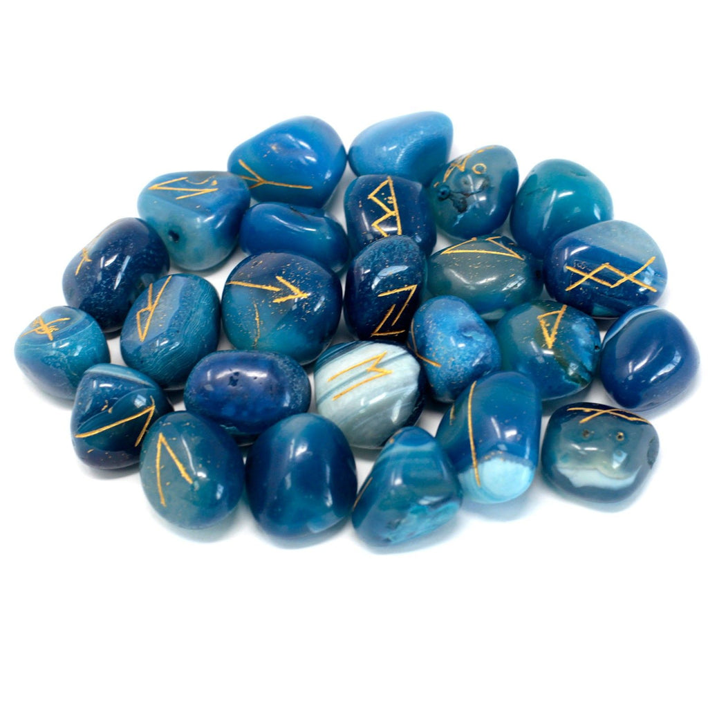 Runes Stone Set in Pouch - Blue Onyx - view 3