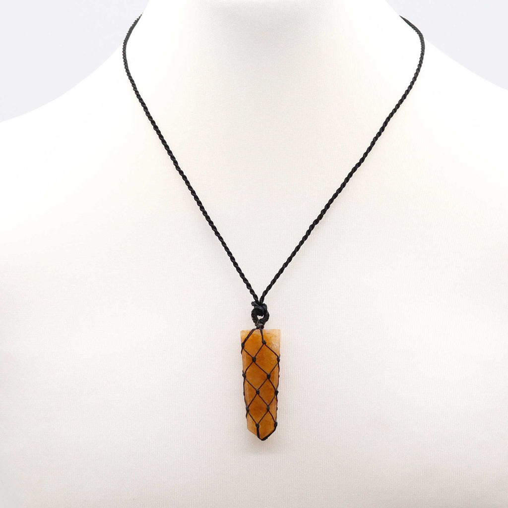 Laced Gemstone Flat Point Pendant - Golden Quartz - view 3