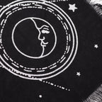 Fringed cotton altar cloth printed with a moon and sun chart - view 2