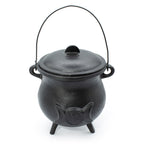 Extra large cast iron cauldron with raised triple moon, lid and three legs