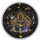 Triple Leg Enamelled Offering Plate - Gold Goddess on Black - view 2