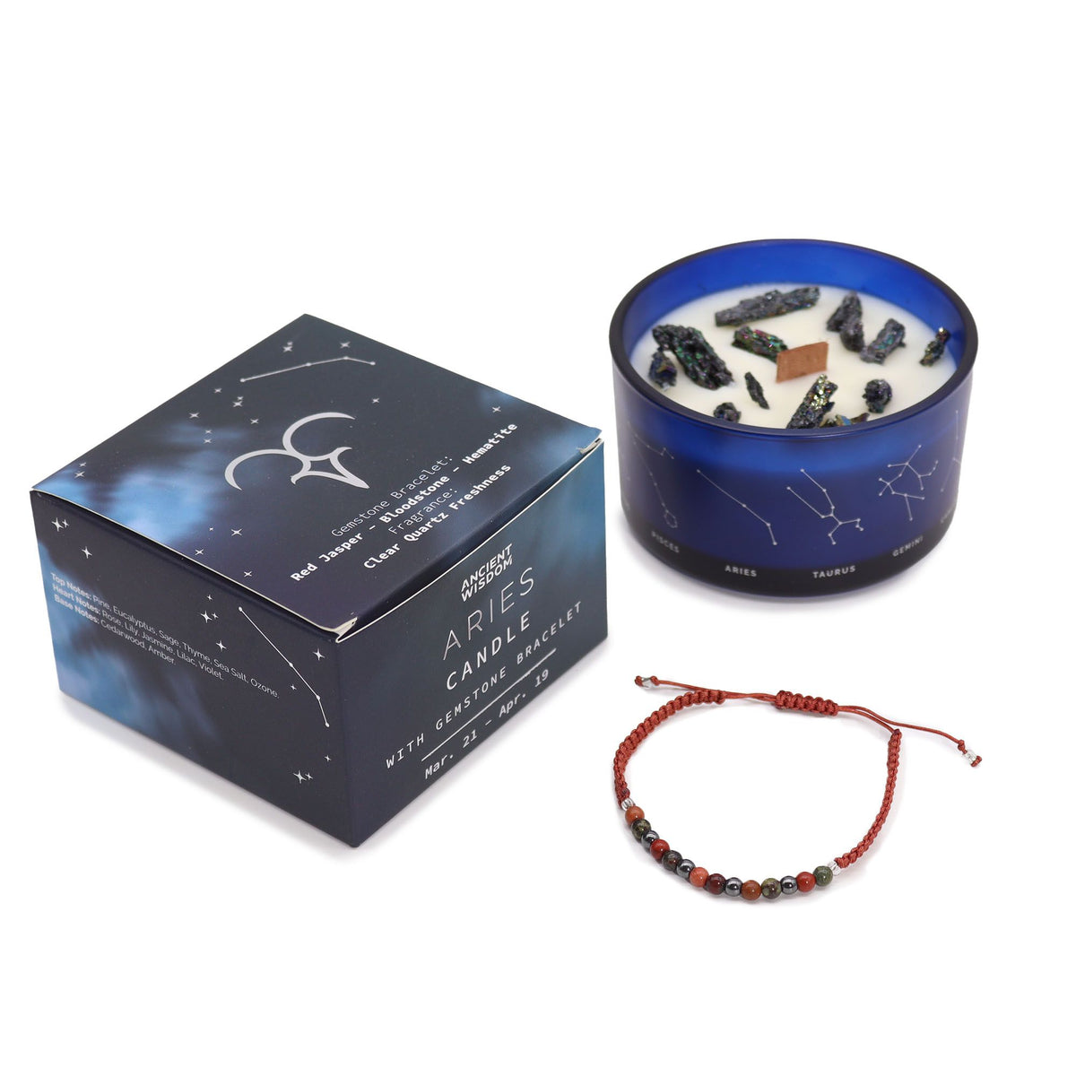 Zodiac Crystal Candle with Gemstone Bracelet - Aries - view 5