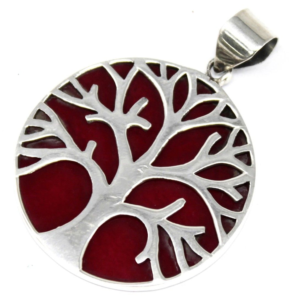 Tree of Life Silver Pendant - Coral Effect - view 5