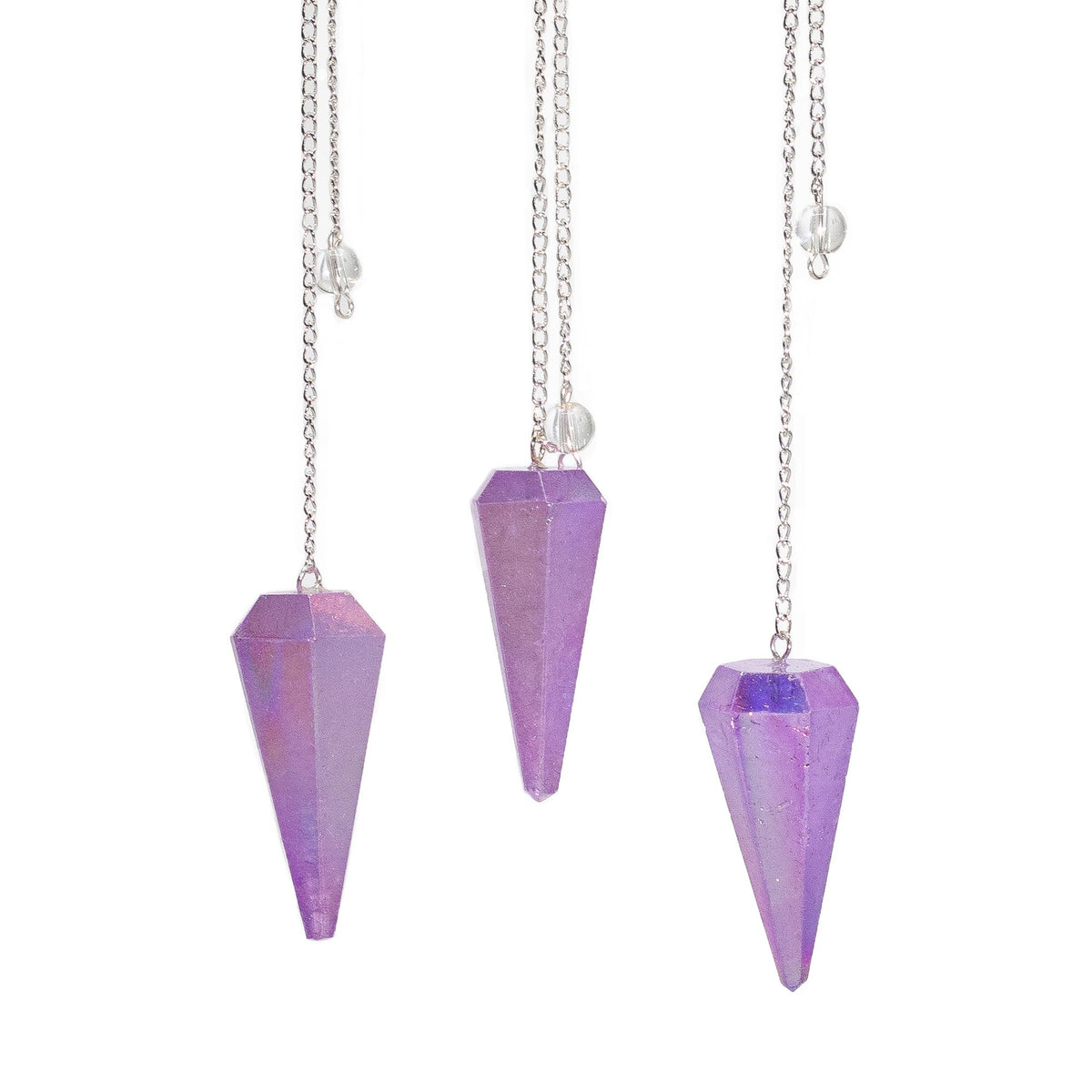 Six Sided Crystal Pendulum - Aurora Quartz, Purple