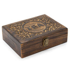 Carved mango wood tea box with twelve compartments and a brass clasp - view 5