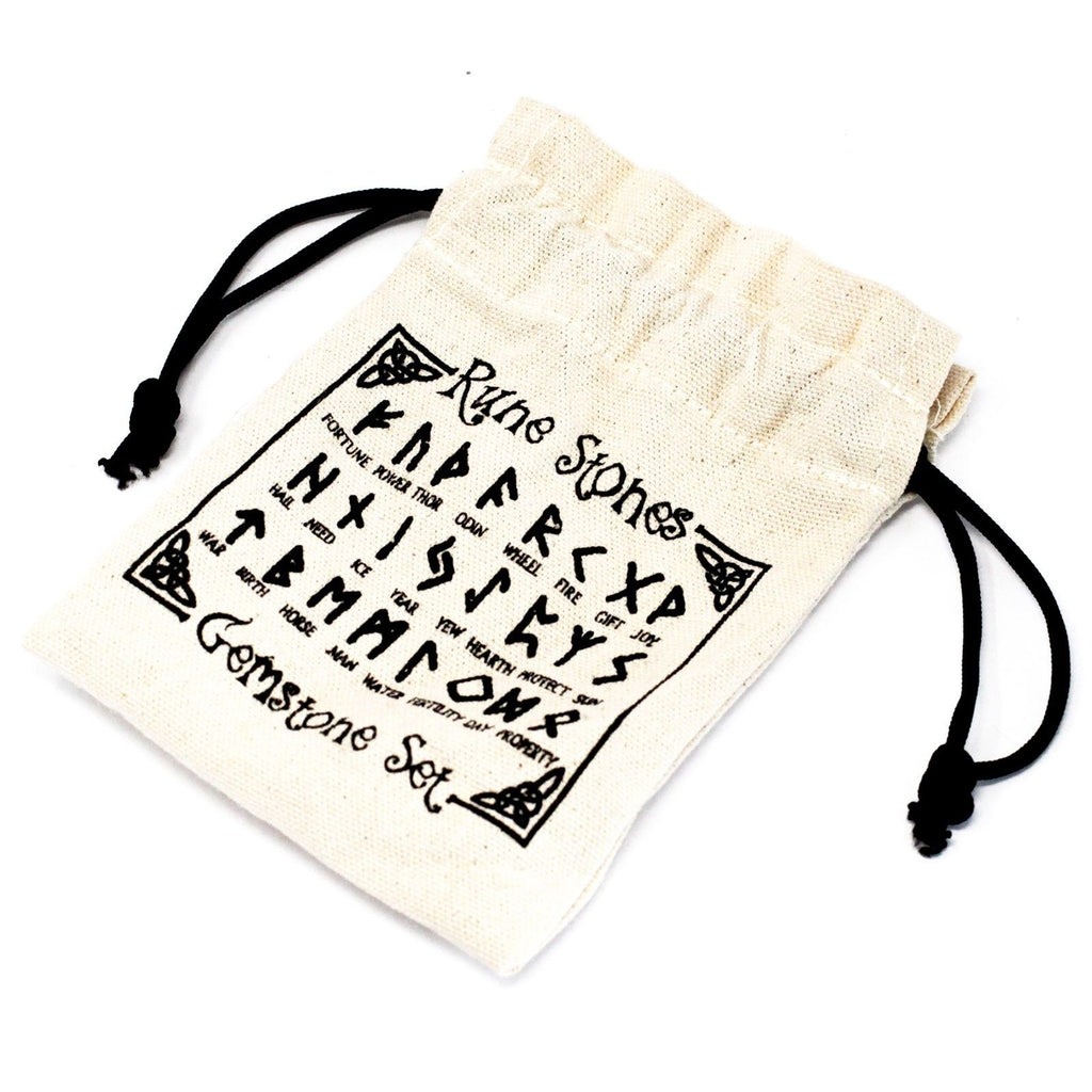Runes Stone Set in Pouch - Moss Agate - view 2