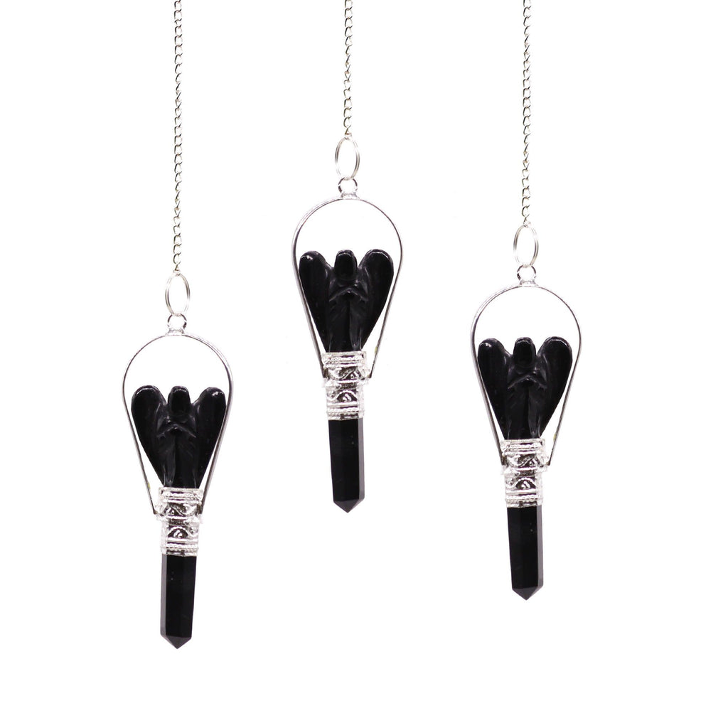 Angel Pendulum with Ring - Black Agate