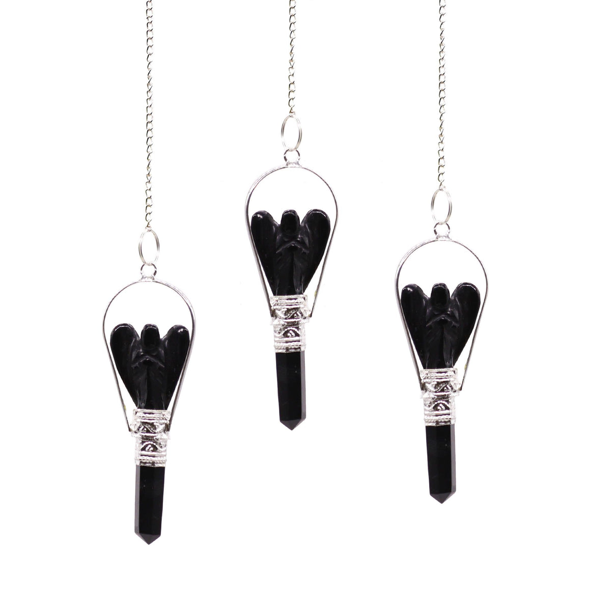 Angel Pendulum with Ring - Black Agate