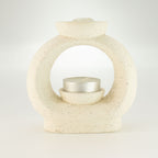 Ceramic Zen Oil Burner - Large Oval Pebble - Speckled Off-White - view 3