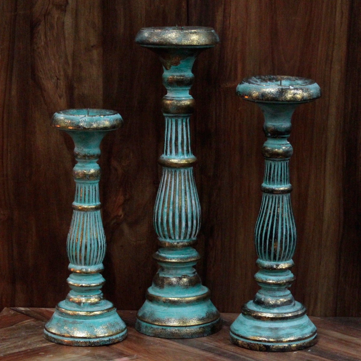 Large Candle Stand - Turquoise Gold - view 3