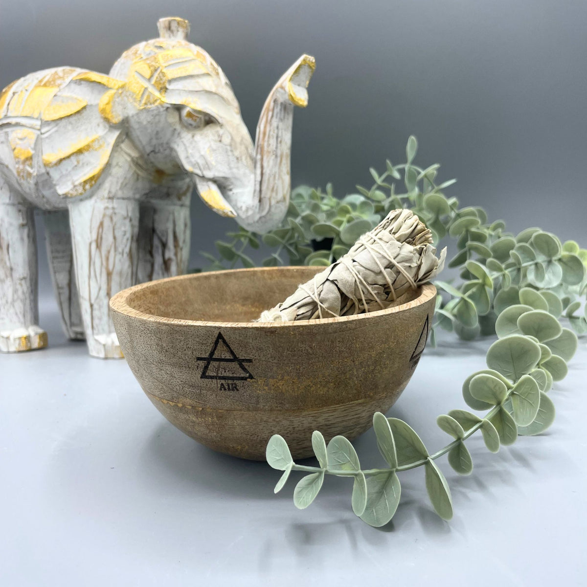 Wooden Smudge Bowl - Four Elements