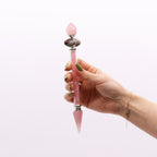 Rose quartz shiva lingam crystal wand with a faceted point - view 3